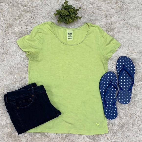 PINK Victoria’s Secret SS T-shirt 💗 Lime - Picture 3 of 11